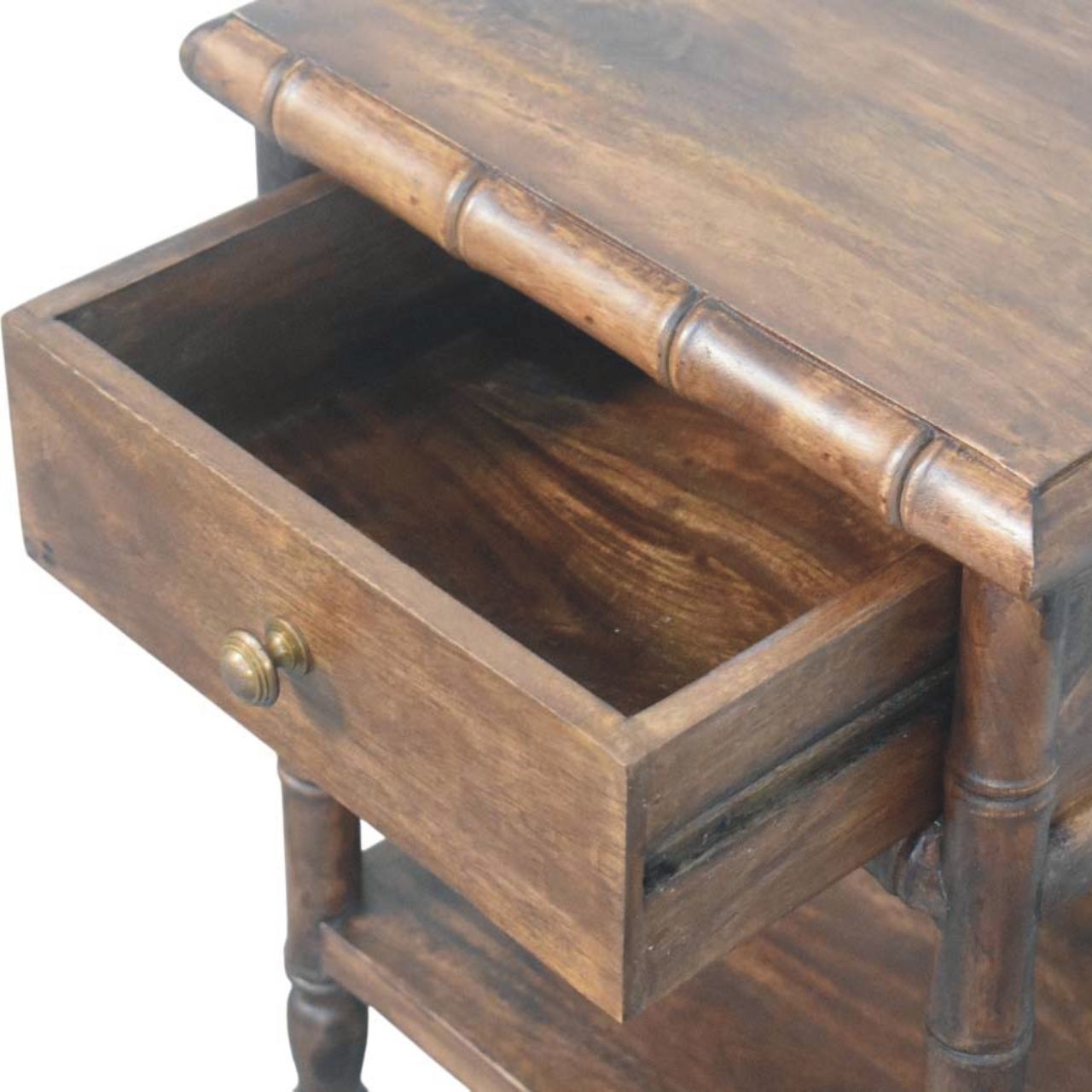 Peking Bamboo Carved Nightstand - Roast Almond