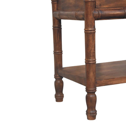 Peking Bamboo Carved Nightstand - Roast Almond