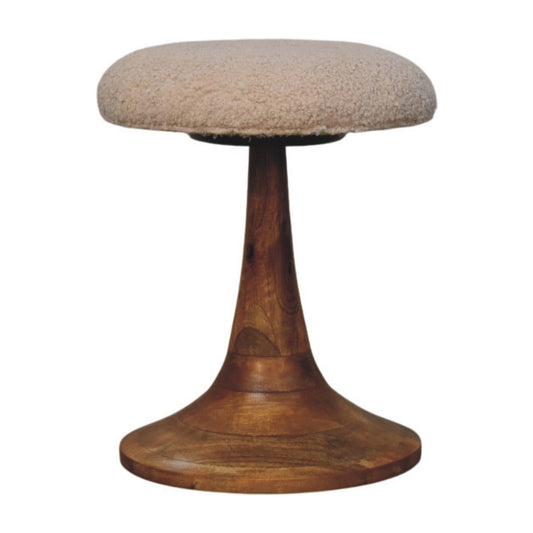 Malay Boucle Teak Low Bar Stool