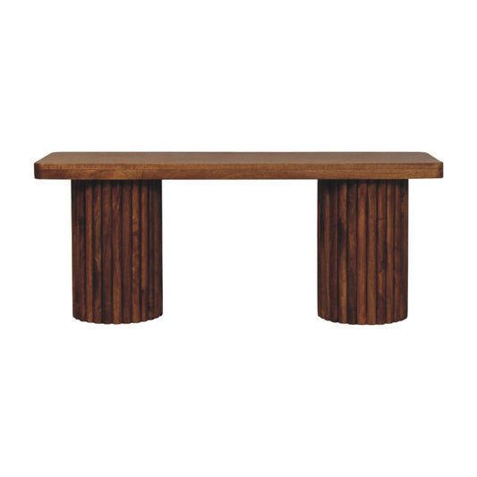 Bermuda Wooden Grooved Bench - Amber Oak