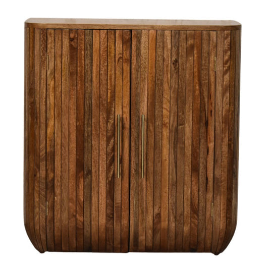 Havana Wooden Grooved 2 Door Cabinet - Golden Teak