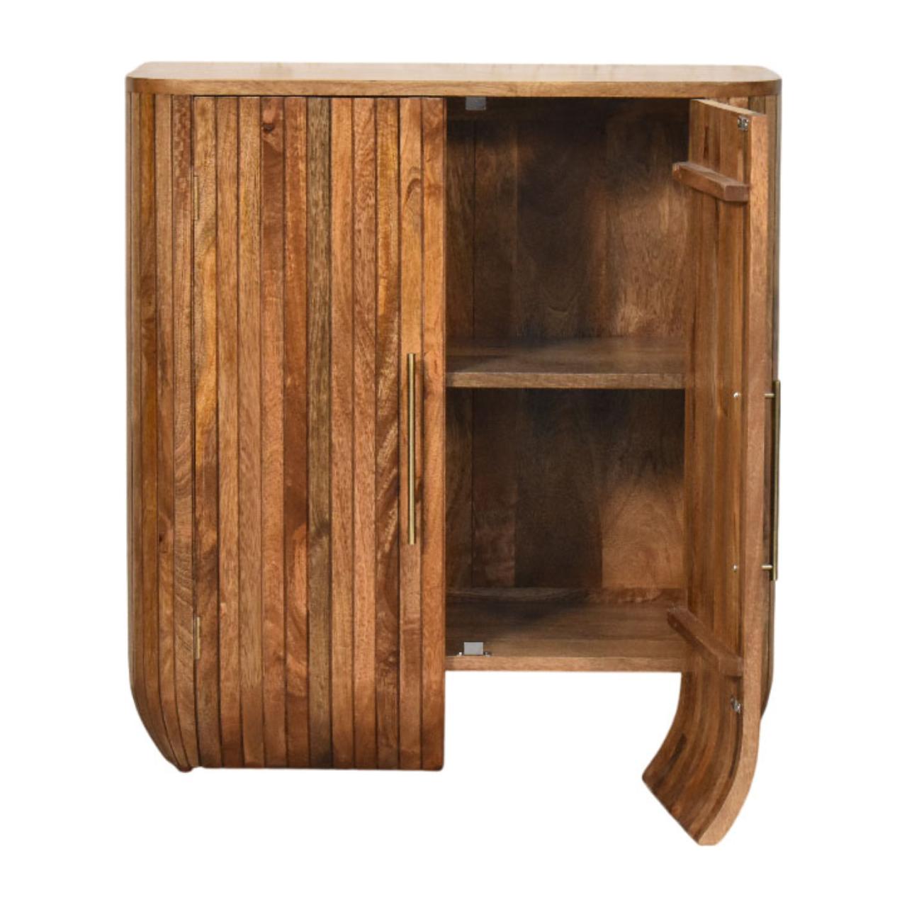 Havana Wooden Grooved 2 Door Cabinet - Golden Teak