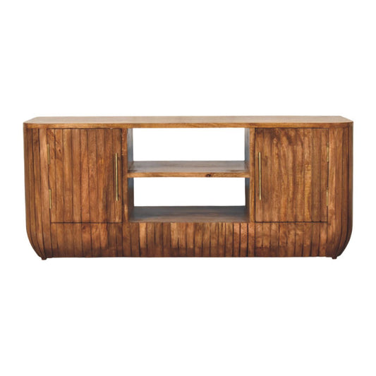 Havana Wooden Grooved Media Unit - Golden Teak