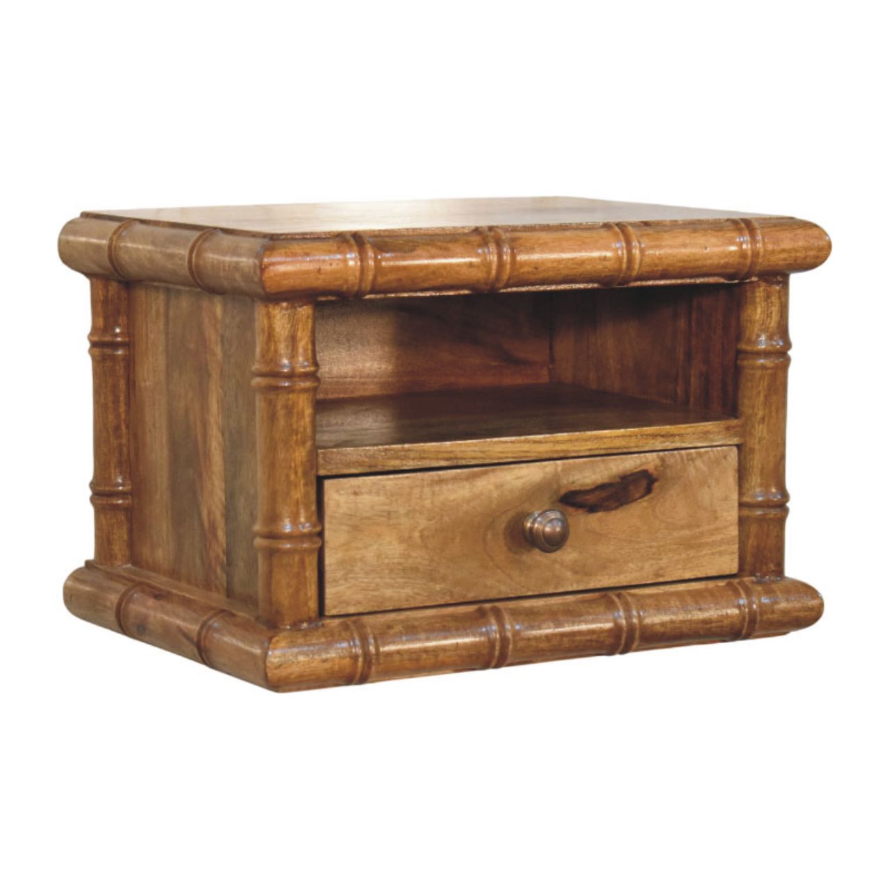 Peking Bamboo Low Bedside - Amber Oak