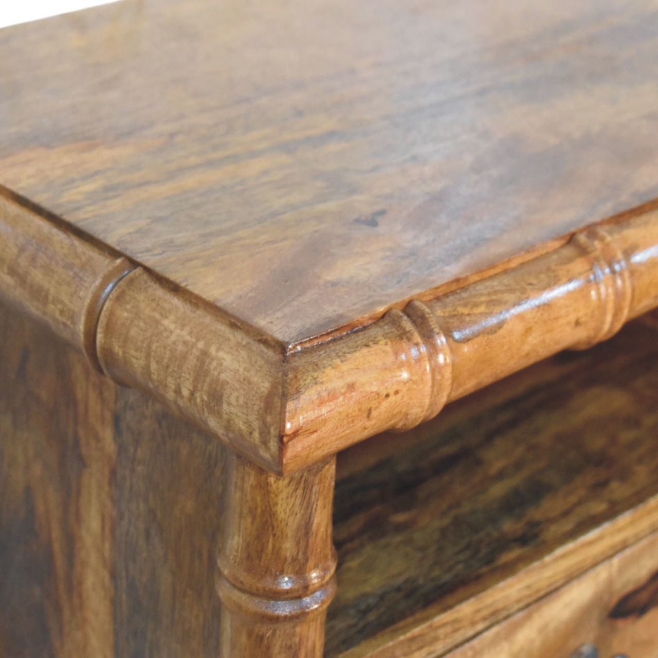 Peking Bamboo Low Bedside - Amber Oak