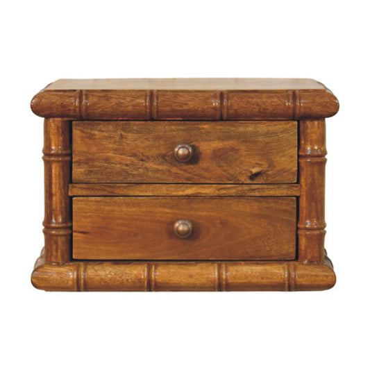 Peking Low Bamboo Bedside Unit  - Amber Oak