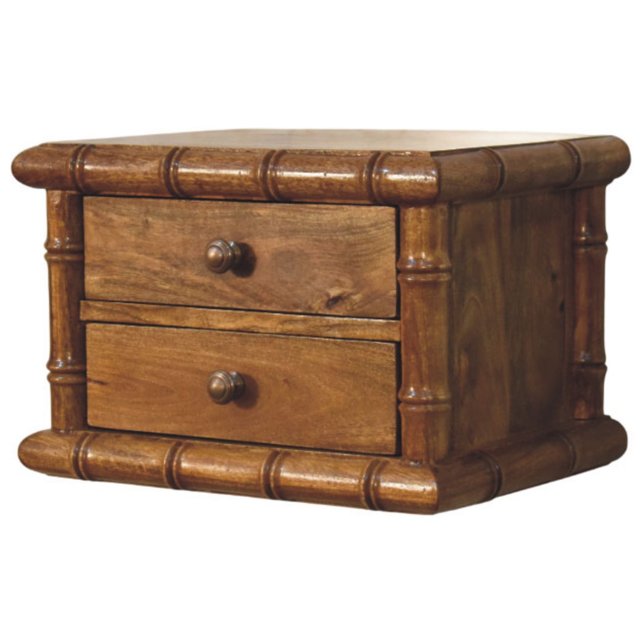 Peking Low Bamboo Bedside Unit  - Amber Oak