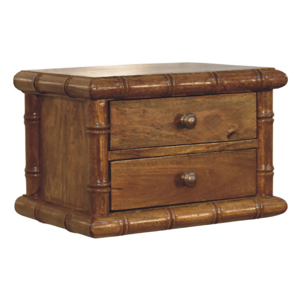 Peking Low Bamboo Bedside Unit  - Amber Oak