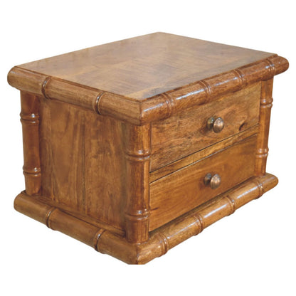 Peking Low Bamboo Bedside Unit  - Amber Oak