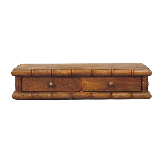 Peking Bamboo Wall-Mounted Console - Amber Oak