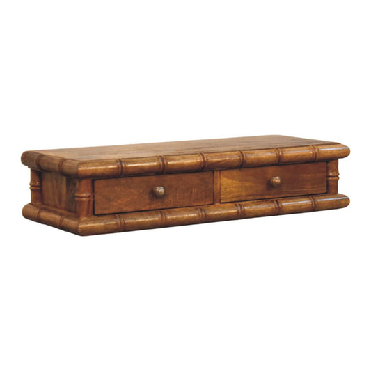 Peking Bamboo Wall-Mounted Console - Amber Oak