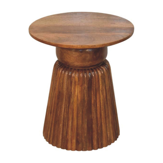 Amber Oak Round Accent Table