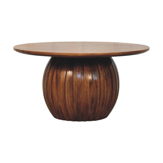 Sorrento Round Fluted Wooden Coffee Table - Amber Oak