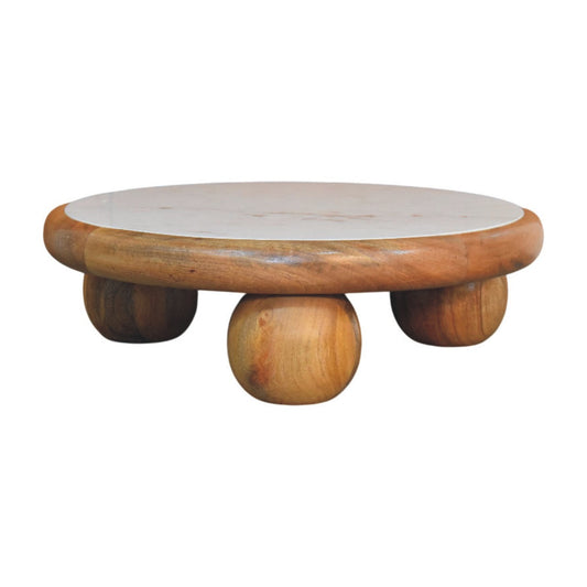 Miami Round Ball Foot Coffee Table - Oak Finish