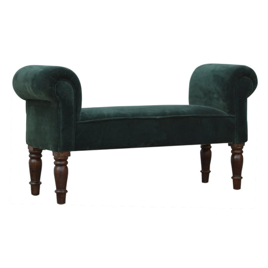 Amoura Velvet Bench - Emerald Green
