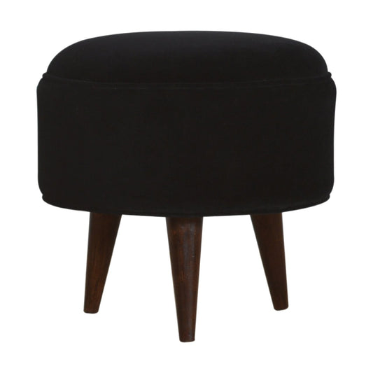 Nordic Style Velvet Footstool - Black