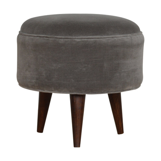 Nordic Style Velvet Footstool - Grey