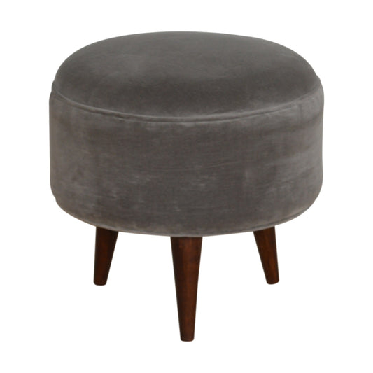Nordic Style Velvet Footstool - Grey
