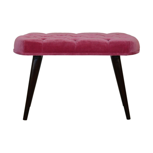 Amoura Deep Button Velvet Bench - Pink