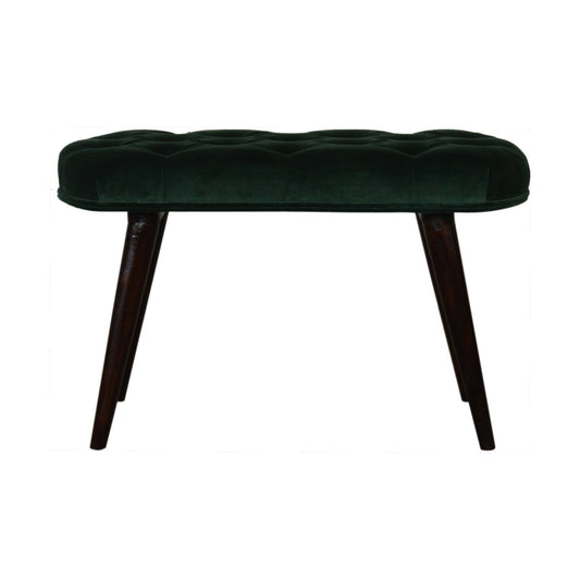 Amoura Deep Button Velvet Bench - Emerald Green