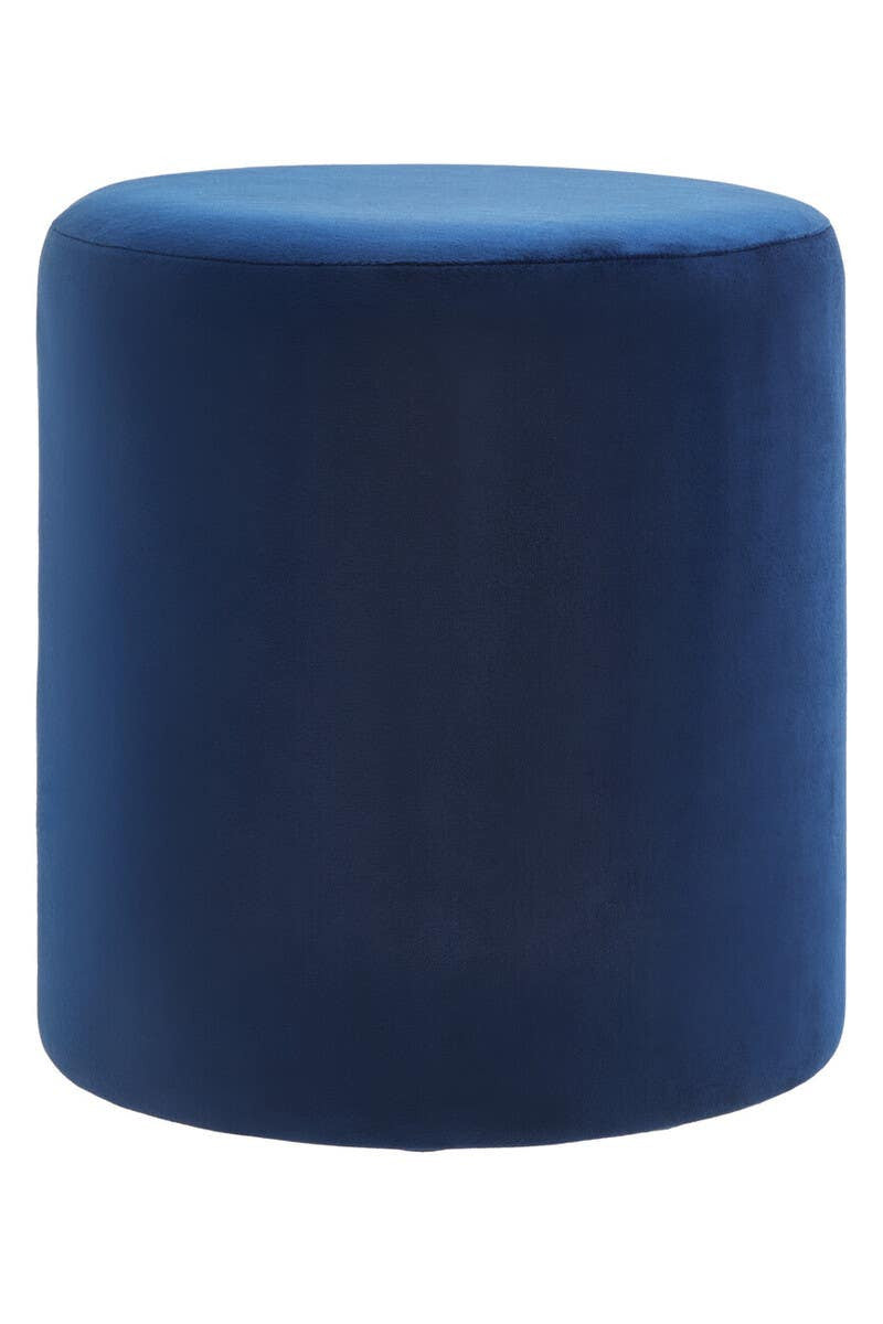 Lafayette Midnight Blue Velvet Round Pouffe