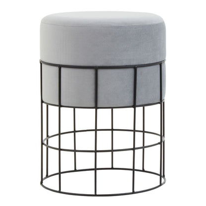 Liam Grey Velvet Cage-Frame Footstool