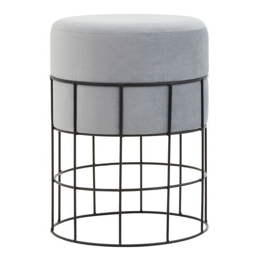 Liam Grey Velvet Cage-Frame Footstool