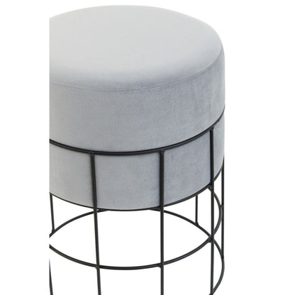 Liam Grey Velvet Cage-Frame Footstool