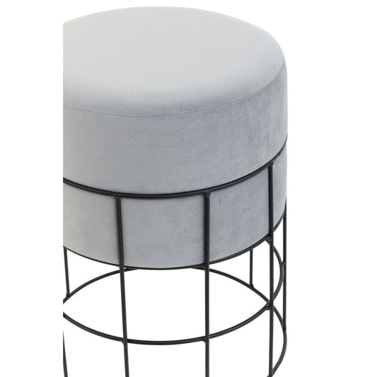 Liam Grey Velvet Cage-Frame Footstool