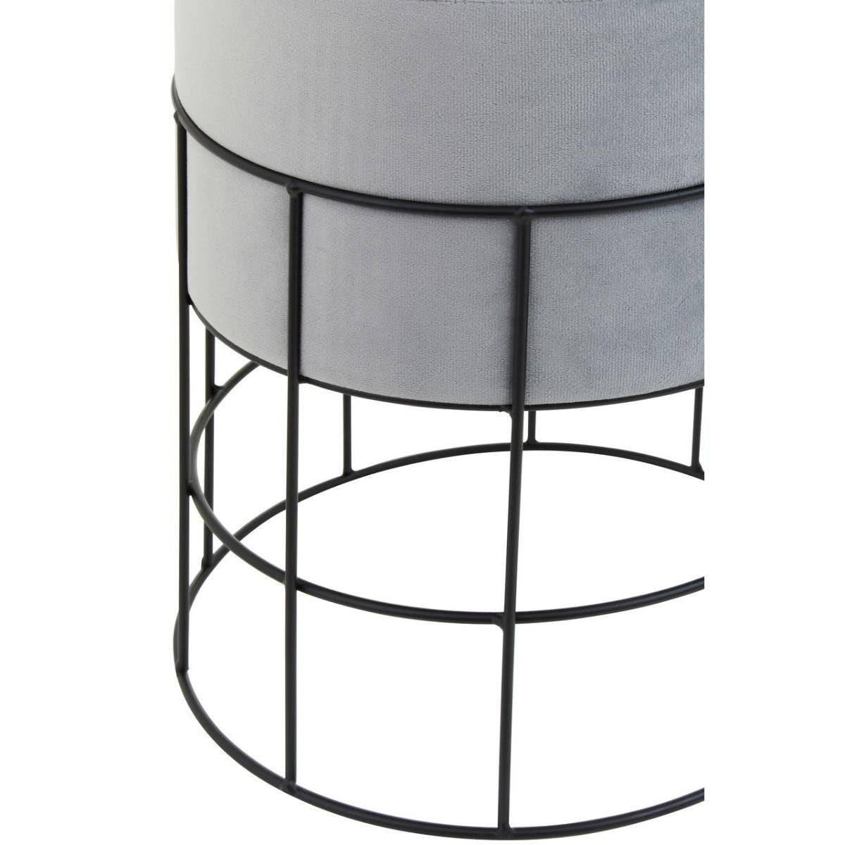 Liam Grey Velvet Cage-Frame Footstool