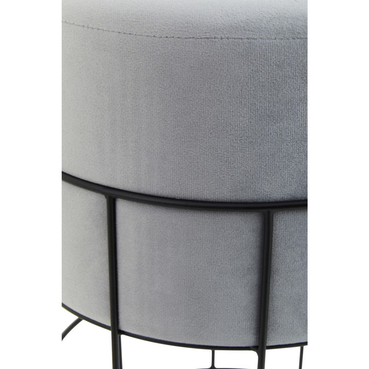 Liam Grey Velvet Cage-Frame Footstool