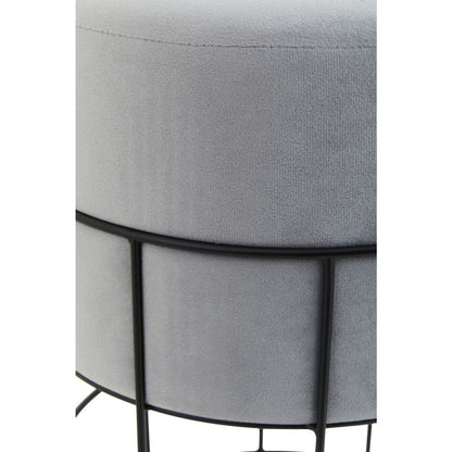 Liam Grey Velvet Cage-Frame Footstool