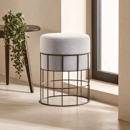 Liam Grey Velvet Cage-Frame Footstool
