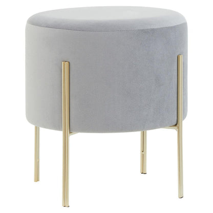 Liam Round Grey Velvet Footstool