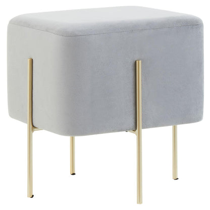 Liam Square Grey Velvet Footstool