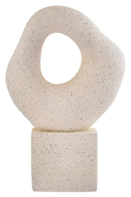 Mykonos Cream Textured Abstract Loop Sculpture on Pedestal