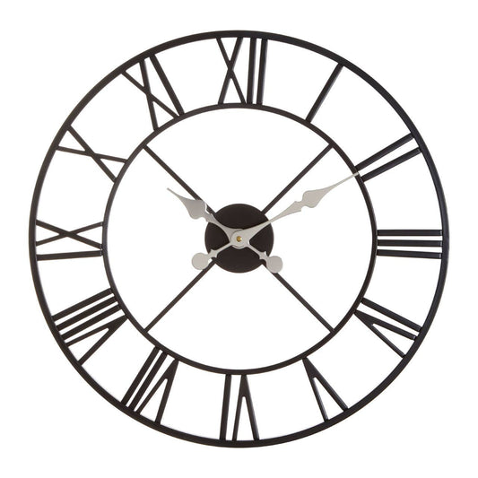 Tempo Industrial Black Metal Wall Clock