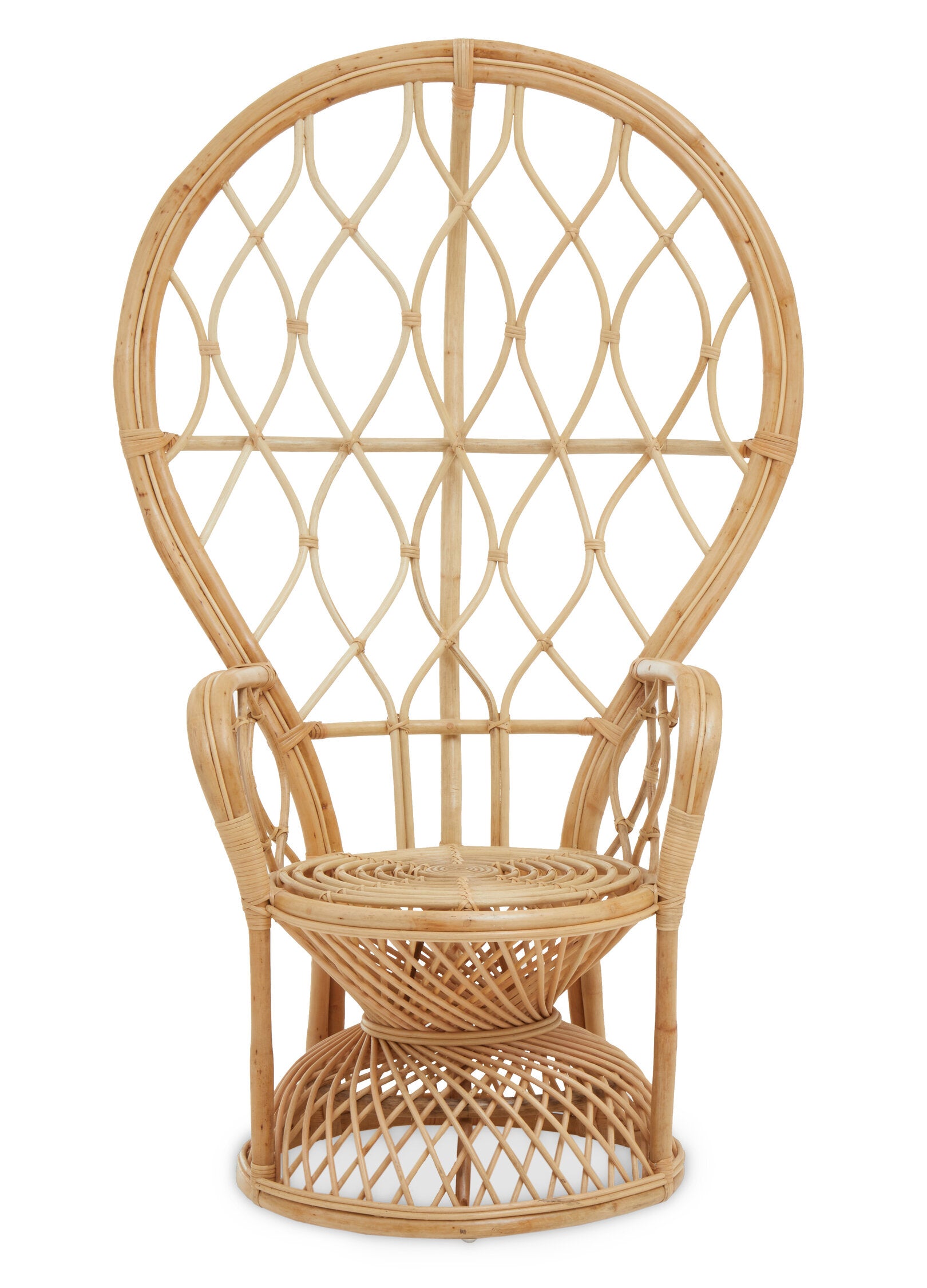 Tropic Natural Rattan Peacock Boho Chair | Bali & Blue