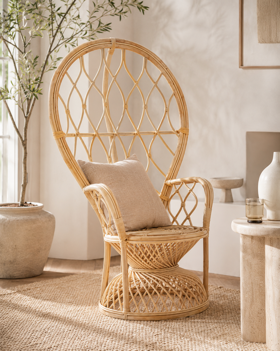 Tropic Natural Rattan Peacock Boho Chair