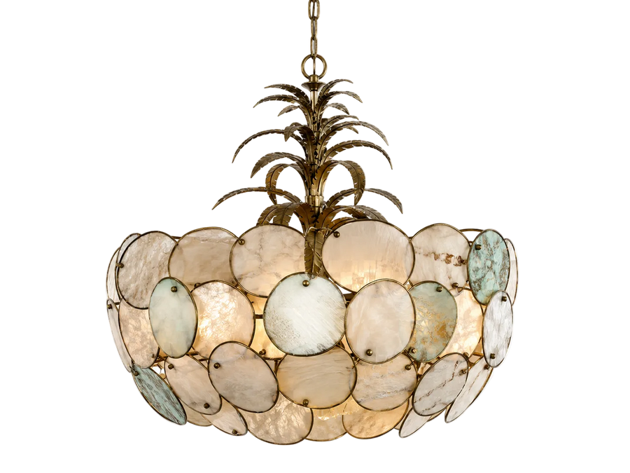 Chandelier with shell-like design on a white background