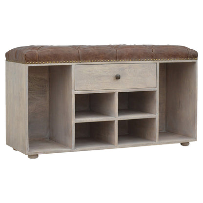 Manhattan Buffalo Leather 4 Slot Shoe Cabinet