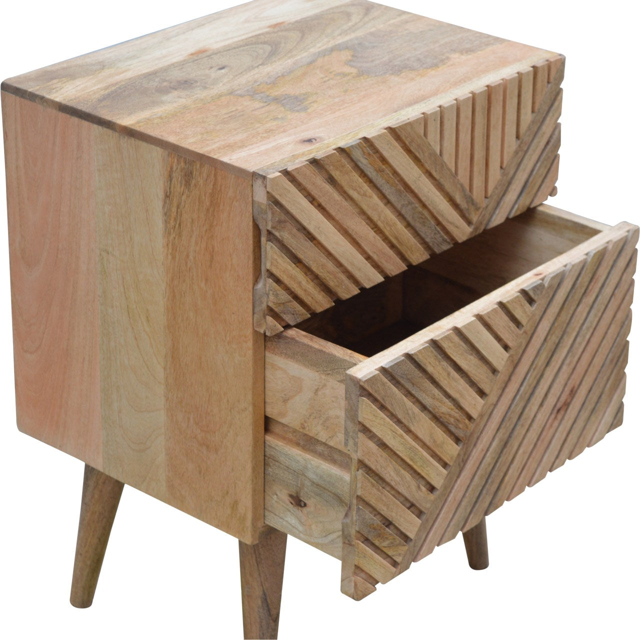 St Lucia 2 Drawer Bedside - Oak Finish